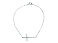 Finejewelers Sterling Silver Rhodium Finish Sideways Cross Bracelet with Cubic Zirconia (CZ's)