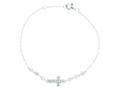 Finejewelers Silver Rhodium Finish Shiny Cable Chain Small Cross Charm Bracelet White Cubic Zirconia