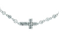 Finejewelers Silver with Rhodium Finish Cable Chain Sideways Cross Necklace with Cubic Zirconia