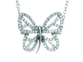 Finejewelers Silver with Rhodium Finish Cable Chain Butterfly Necklace with White Cubic Zirconia(CZ)
