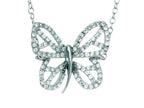 Finejewelers Silver with Rhodium Finish Cable Chain Butterfly Necklace with White Cubic Zirconia(CZ)