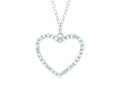 Finejewelers Silver Rhodium Finish Shiny Cable Chain Open Heart Pendant Necklace White Cubic Zirconia