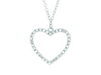 Finejewelers Silver Rhodium Finish Shiny Cable Chain Open Heart Pendant Necklace White Cubic Zirconia
