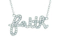 Finejewelers Silver Rhodium Finish Shiny Cable Chain Faith Pendant Necklace White Cubic Zirconia