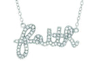 Finejewelers Silver Rhodium Finish Shiny Cable Chain Faith Pendant Necklace White Cubic Zirconia