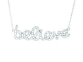 Finejewelers Silver Rhodium Finish Shiny Cable Chain Believe Pendant Necklace White Cubic Zirconia