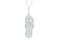Finejewelers Silver Rhodium Finish Shiny Cable Chain Flip Flop Pendant Necklace White Cubic Zirconia