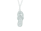 Finejewelers Silver Rhodium Finish Shiny Cable Chain Flip Flop Pendant Necklace White Cubic Zirconia