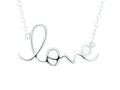 Finejewelers Silver with Rhodium Finish Shiny Cable Chain Love Pendant Necklace