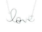 Finejewelers Silver with Rhodium Finish Shiny Cable Chain Love Pendant Necklace