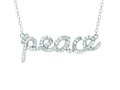 Finejewelers Silver with Rhodium Finish Shiny Cable Chain Peace Pendant Necklace White Cubic Zirconia
