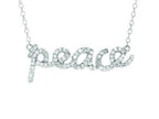 Finejewelers Silver with Rhodium Finish Shiny Cable Chain Peace Pendant Necklace White Cubic Zirconia