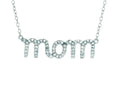 Finejewelers Silver Rhodium Finish Shiny Cable Chain Mom Pendant Necklace White Cubic Zirconia