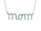 Finejewelers Silver Rhodium Finish Shiny Cable Chain Mom Pendant Necklace White Cubic Zirconia