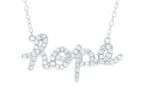 Finejewelers Silver Rhodium Finish Shiny Cable Chain Hope Pendant Necklace White Cubic Zirconia