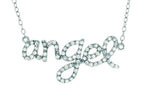 Finejewelers Silver with Rhodium Finish Shiny Cable Chain Angel Pendant Necklace White Cubic Zirconia