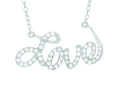 Finejewelers Silver Rhodium Finish Shiny Cable Chain Love Pendant Necklace White Cubic Zirconia