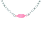 Finejewelers Silver with Rhodium Finish Shiny Flat Rose Oval Anchored On Oval Link Necklace