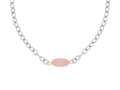 Finejewelers Silver with Rhodium Finish Shiny Flat Rose Oval Anchored On Oval Link Necklace