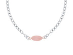 Finejewelers Silver with Rhodium Finish Shiny Flat Rose Oval Anchored On Oval Link Necklace