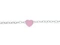 Finejewelers Silver with Rhodium Finish Shiny Rose Flat Heart Anchored On Oval Link Chain Necklace