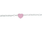 Finejewelers Silver with Rhodium Finish Shiny Rose Flat Heart Anchored On Oval Link Chain Necklace