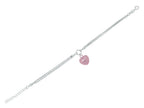 Finejewelers Silver Rhodium Finish Rose Puff Heart and 3 White Rings 3 Strand Oval Rolo Chain Bracelet