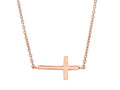Finejewelers Silver with Rose Finish Shiny Sideways Cross Anchored On Cable Link Necklace