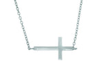 Finejewelers Silver with Rhodium Finish Shiny Sideways Cross Anchored On Cable Link Necklace