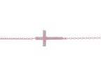 Finejewelers Sterling Silver with Rose Finish Shiny Sideways Cross On Cable Link Bracelet