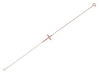 Finejewelers Sterling Silver with Rose Finish Shiny Sideways Cross On Cable Link Bracelet