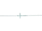 Finejewelers Silver with Rhodium Finish Shiny Sideways Cross Anchored On Cable Link Bracelet