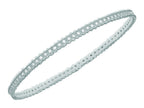 Finejewelers Silver Shiny Ridged Edge Slightly Concaved Slip On Bangle with Cubic Zirconia