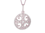 Finejewelers Silver Rose Finish Fancy Circle Swirl Pattern Pendant Necklace White Cubic Zirconia