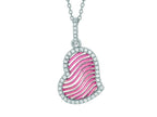 Finejewelers Silver 18 Rhodium Finish Rose Mesh Puffed Heart Pendant Necklace Trimmed Micropave CZ