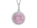 Finejewelers Silver 18 Rhodium Finish Rose Mesh Puffed Round Pendant Necklace Micropave Cubic Zirconia