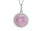 Finejewelers Silver 18 Rhodium Finish Rose Mesh Puffed Round Pendant Necklace Micropave Cubic Zirconia