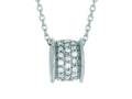 Finejewelers Silver 18 Non-Rhodium Finish Shiny Barrel Shape Slide With CZ Pendant Necklace