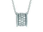 Finejewelers Silver 18 Non-Rhodium Finish Shiny Barrel Shape Slide With CZ Pendant Necklace