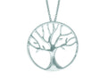 Finejewelers Silver 18 Rhodium Finish Shiny Tree In Round Pendant Necklace