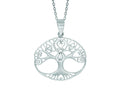 Finejewelers Silver 18 Rhodium Finish Shiny Oval Tree Pendant Necklace
