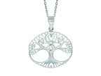 Finejewelers Silver 18 Rhodium Finish Shiny Oval Tree Pendant Necklace