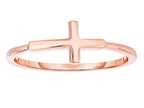Finejewelers Sterling Silver Rose Finish Shiny Small Sideways Cross Ring