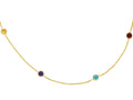 Finejewelers 14k Yellow Gold Shiny Cable Chain Link Bracelet with Multi Color Round Simulated Stones