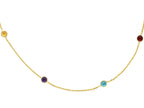 Finejewelers 14k Yellow Gold Shiny Cable Chain Link Bracelet with Multi Color Round Simulated Stones