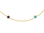 Finejewelers 14k Yellow Gold Shiny Cable Chain Link Necklace with Multi Color Round Simulated Stones