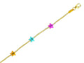 Finejewelers 14k Yellow Gold Cable Link Chain 3 Station Happy Face Star Adjustable 5.5 inch Bracelet