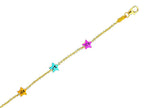 Finejewelers 14k Yellow Gold Cable Link Chain 3 Station Happy Face Star Adjustable 5.5 inch Bracelet