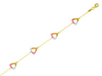 Finejewelers 14k Yellow, Rose and White Gold Shiny Cable Chain Necklace with 5 Tri-Color Open Triangles