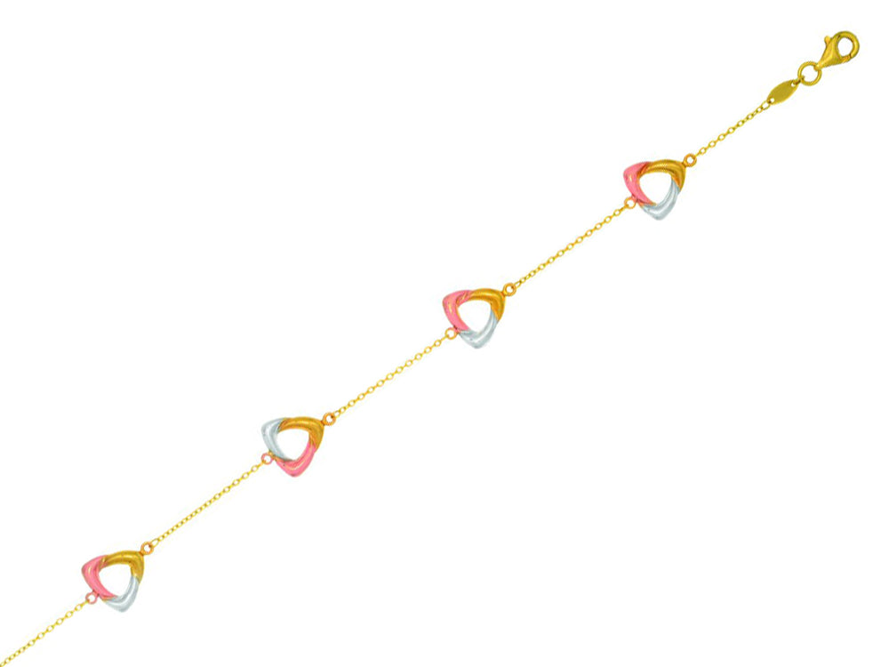 Finejewelers 14k Yellow, Rose and White Gold Shiny Cable Chain Necklace with 5 Tri-Color Open Triangles